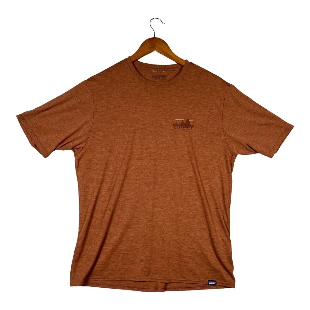 Men's Patagonia Save Our Home Planet Logo Orange Tee T-Shirt Sz M Organic Cotton